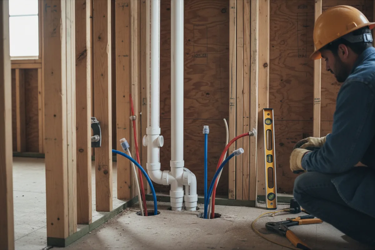 Drain and supply rough-in during Sump Pump Repair in Fenelton